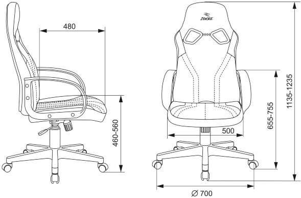 Кресло игровое Бюрократ ZOMBIE RUNNER эко